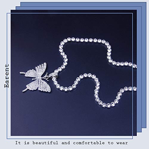 EARENT Butterfly Pendant Silver Rhinestone Chocker Necklaces for Women - Image 3