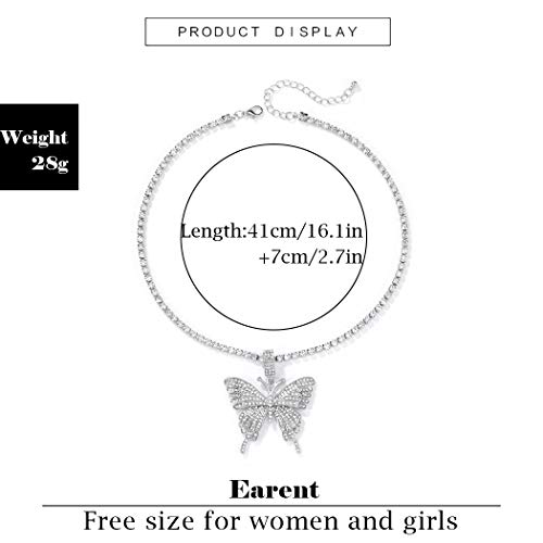EARENT Butterfly Pendant Silver Rhinestone Chocker Necklaces for Women - Image 5
