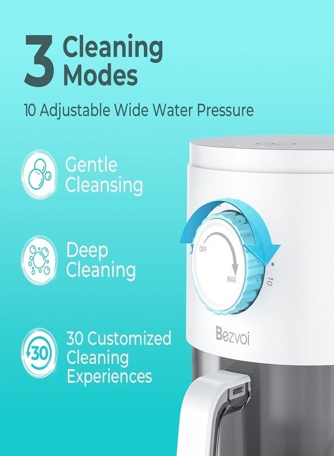 Bezvoi Water Flossers for Teeth Cleaning, 10 Water Pressure Settings & 3 Modes for Orthodontic, Braces, Sensitive Gums, 6 Jet Tips for Multiple Users, Water Dental Pick for Kids, Adults and Seniors - Image 3