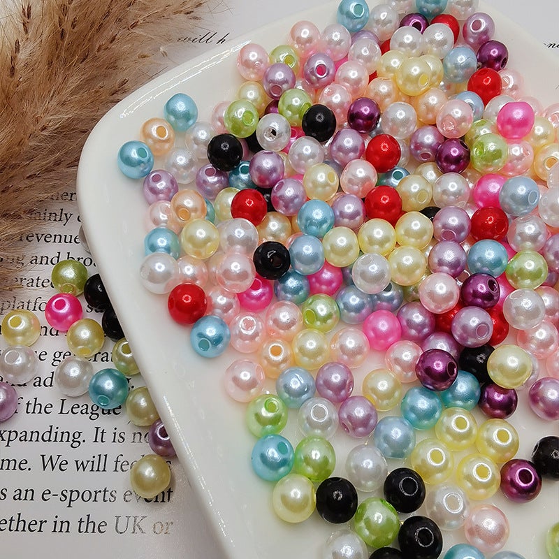 ABS Hole Mixed Color Faux Pearl Beads Handmade Beaded DIY Material Shoes Clothing Hats Bracelet Accessories Random color mixing