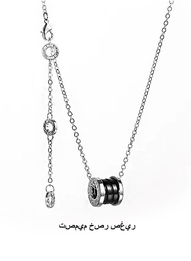 Beyond Black Ceramic Small Waist Necklace, Anti Rust and Anti Fading Silver Plated Necklace, Fashion Jewelry Gift (Silver)  - Image 1