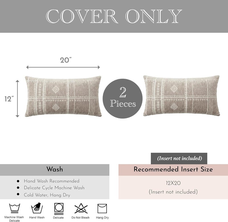 BlissBlush غطاء وسادة ظهري تزييني من ، بلون بني طوبي متآكل، مقاس 12×20، مجموعة من 2 قطعة، بأسلوب Boho، مناسب للأثاث الريفي، غطاء وسادة ناعم للأريكة أو السرير، لتزيين غرفة المعيشة. - Image 4
