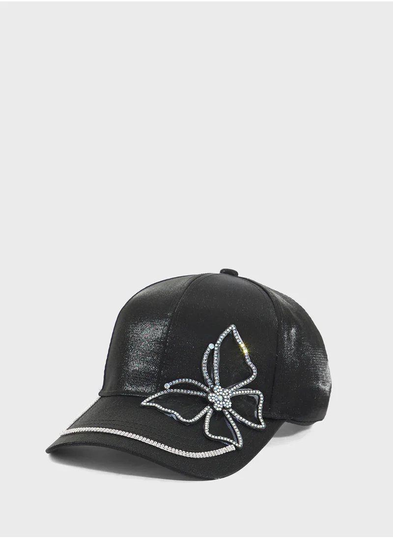 جينجر Embellished Butterfly Curve Peak Cap
