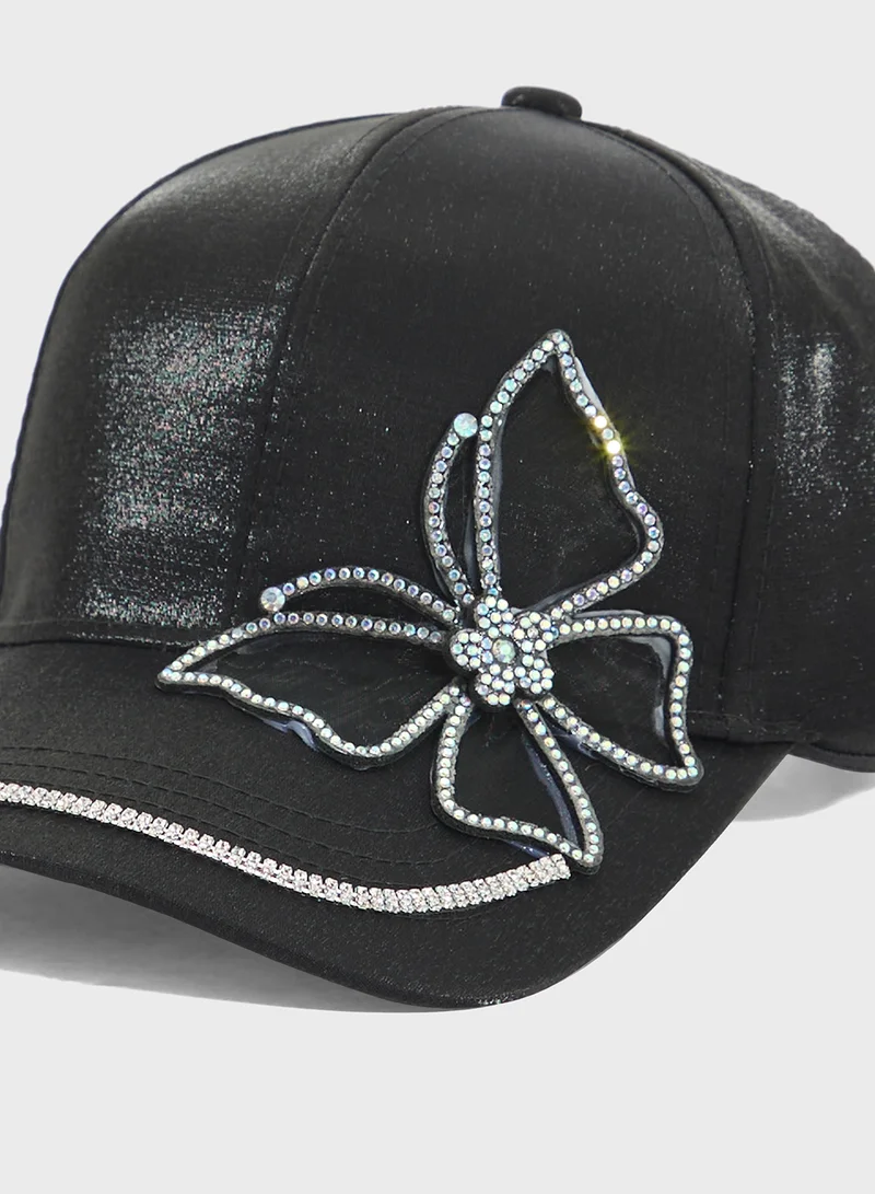 Ginger Embellished Butterfly Curve Peak Cap
