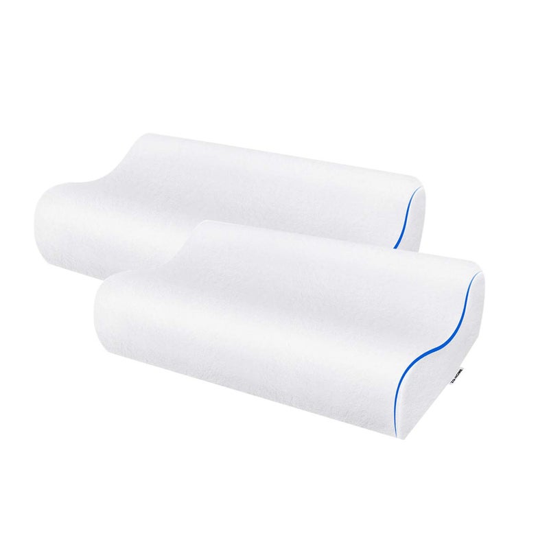 ZG- Home ZG Home Memory Foam Cervical Premium Pillow with Hypoallergenic Cover Orthopedic Contour Pillow Neck  Shoulder Pain Relief for Back Side  Stomach Sleepers 24x15 Queen 2 Pack