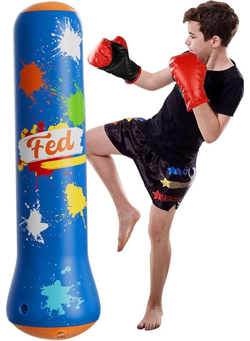 فيد عمود ملاكمة للأطفال قابل للنفخ – لعبة ملاكمة منزلية وخارجية – معدات تدريب الكاراتيه والتايكوندو – قاعدة متينة مقاومة للتسرب – لعبة رياضية آمنة - Image 1
