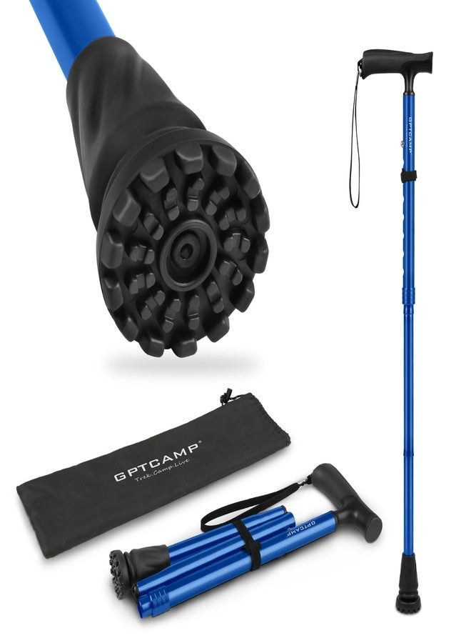 GPTCAMP Walking Cane for Men & Women,T-Grip Handle Adjustable Canes | Collapsible & Folding Design, Anti-Slip Pivot Tip, Lightweight Durable Walking Sticks for Seniors & Adults（Dark Blue） - Image 1