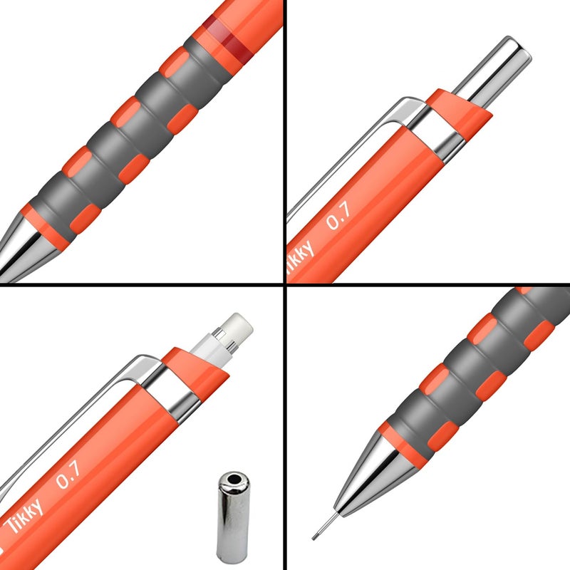 Rotring 07mm Mechanical Clutch Lead Pencil Tikky for Smooth Writing Drafting Drawing Neon Orange Barrel Stationery - Image 4