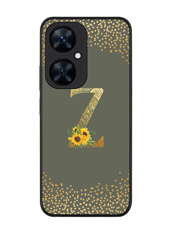 Stylizedd Rugged Black Edge case for Huawei nova 11i ,Slim fit Flexible Cover -Custom Monogram Initial Letter Floral Mandala Pattern Alphabet - Z (Olive Green) - Image 1