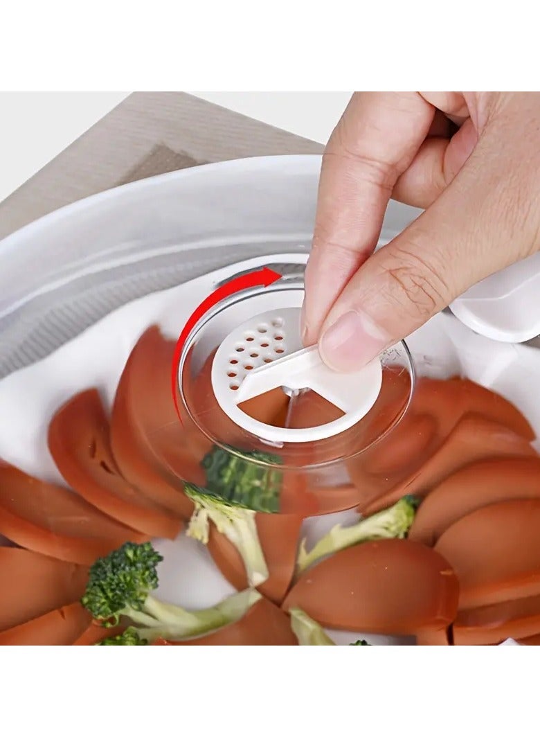 دوندور 2 غطاء طعام أكريليك  للميكروويف بمقبض تحكم سيليكون وفتحات تهوية ,مقاوم للحراة وضد الكسر 26.5 سم شفاف - Image 4