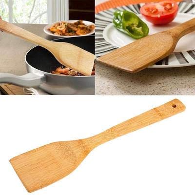 miRim Non-Toxic & Non-Stick Wooden & Silicon Spatula Kitchen Tool Long Handle Cooking Utensils - Healthy and Natural Wooden Set of (4+2) - Image 5