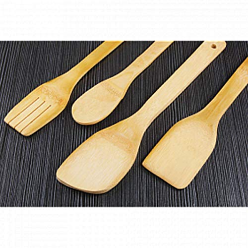 miRim Non-Toxic & Non-Stick Wooden & Silicon Spatula Kitchen Tool Long Handle Cooking Utensils - Healthy and Natural Wooden Set of (4+2) - Image 3