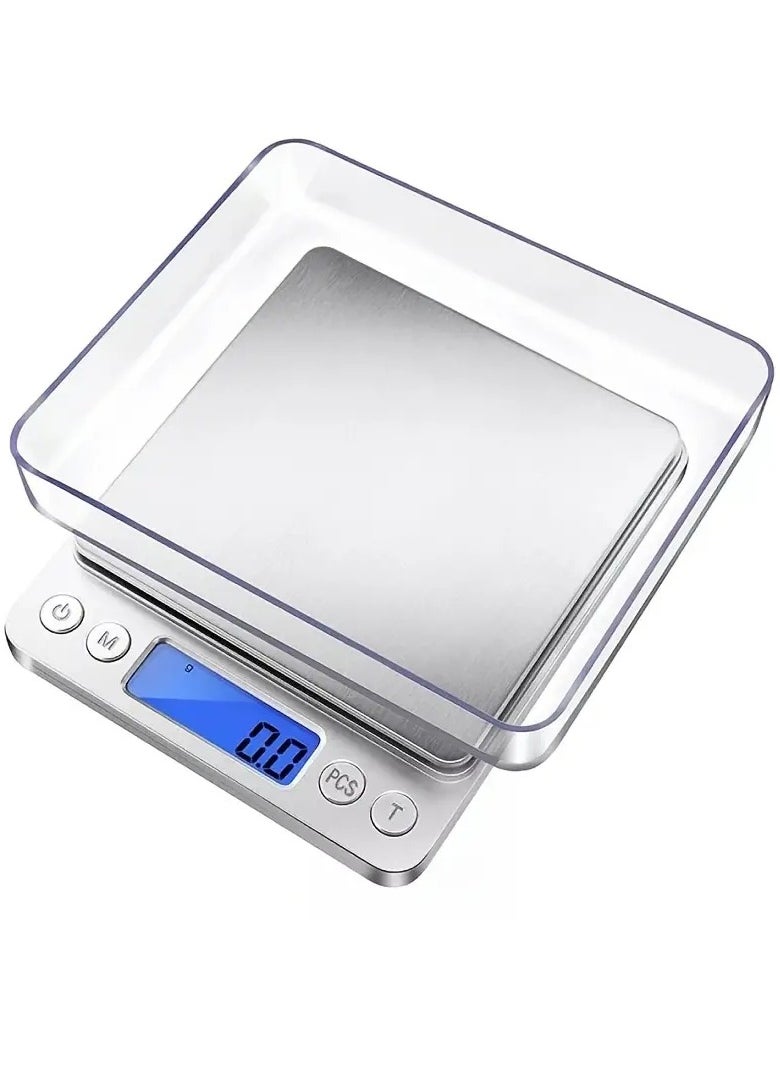 Gonice - 500g/0.01g Food Scale, Rechargeable Kitchen Scale With Trays, Small Scale With Tare Function Digital Scale Grams And Ounces For Weight Loss, Dieting, Baking, Cooking, Meal Prep, Coffee, Jewelry - Image 1