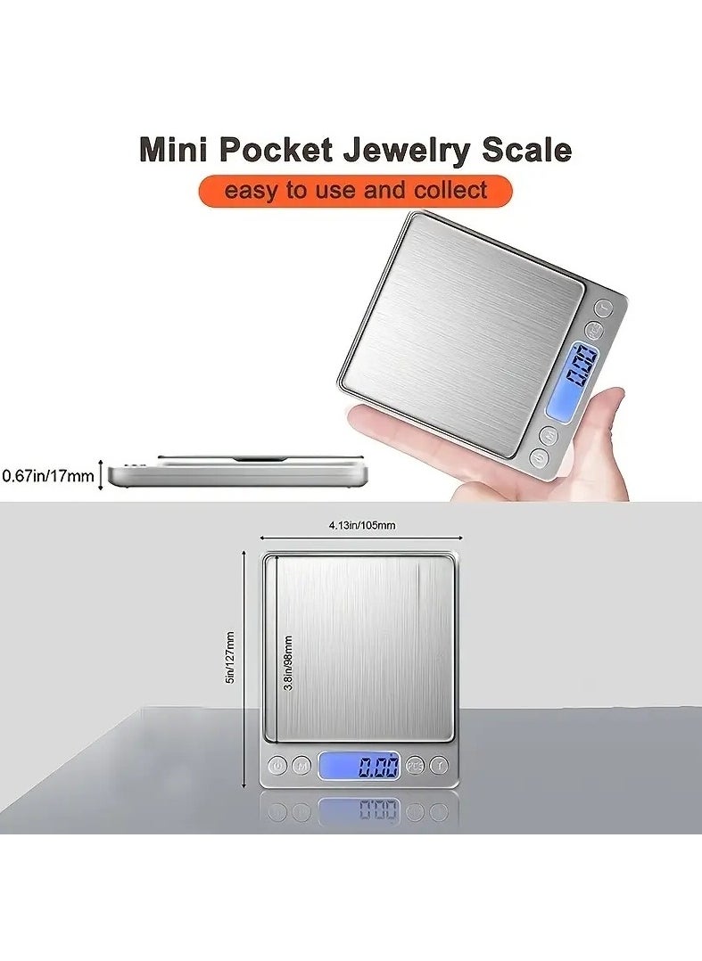 Gonice - 500g/0.01g Food Scale, Rechargeable Kitchen Scale With Trays, Small Scale With Tare Function Digital Scale Grams And Ounces For Weight Loss, Dieting, Baking, Cooking, Meal Prep, Coffee, Jewelry - Image 1