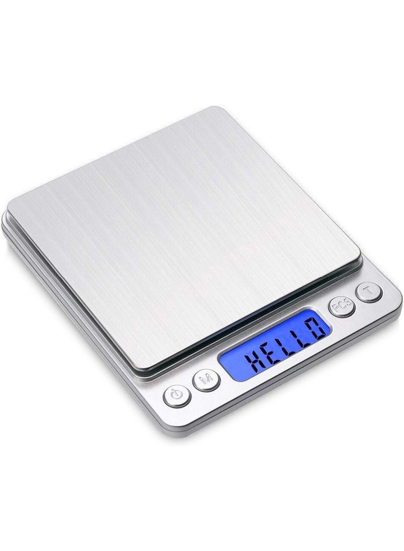 Gonice Digital Gram Scale 500g 0.01g Food Scale High Precision Kitchen Scale Multifunctional Stainless Steel Pocket Scale with Back-Lit LCD Display Tare PCS Features Silver - Image 1