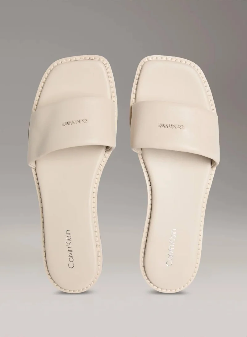 Calvin Klein Stony Beige Leather Sandals for Women | Best Price UAE