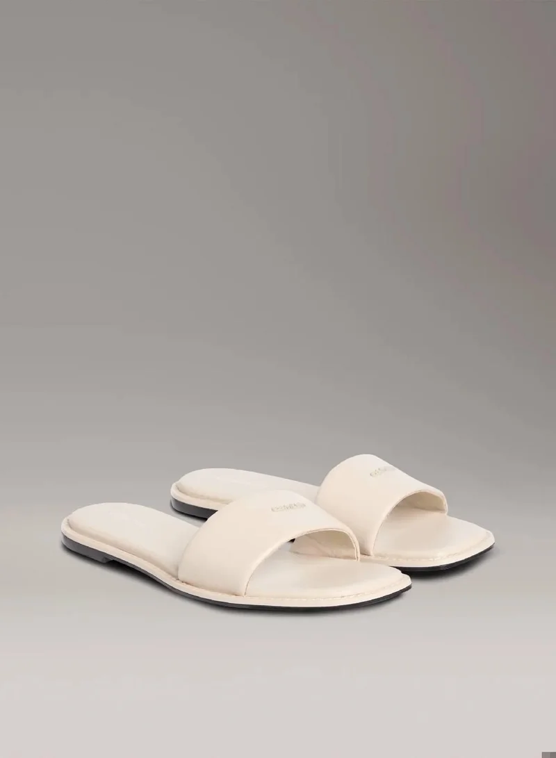 Calvin Klein Stony Beige Leather Sandals for Women | Best Price UAE