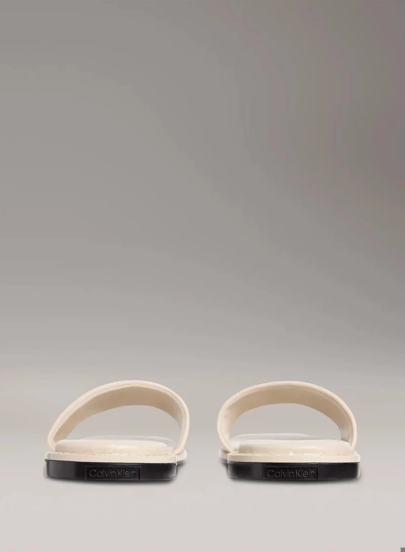 Calvin Klein Stony Beige Leather Sandals for Women | Best Price UAE