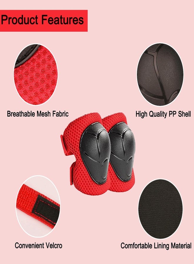 Oeyliz Kids Knee Pads Elbow Pads Guards 6 in 1 Protective Gear Set Ages 3-7 Toddler Boys Girls Kids for Multi Sports Roller Skates Cycling BMX Bike Skateboard Inline Skating (Red) - Image 4