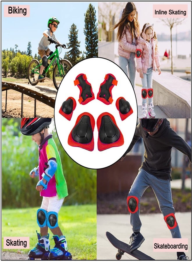 Oeyliz Kids Knee Pads Elbow Pads Guards 6 in 1 Protective Gear Set Ages 3-7 Toddler Boys Girls Kids for Multi Sports Roller Skates Cycling BMX Bike Skateboard Inline Skating (Red) - Image 2