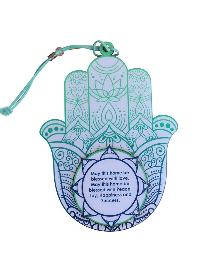 ClipGrip - Hamsa Wall Decor Evil Eye Chamsa Hand Home Blessing Blue Oriental Design Charm Amulet (English Blessing) - Image 1