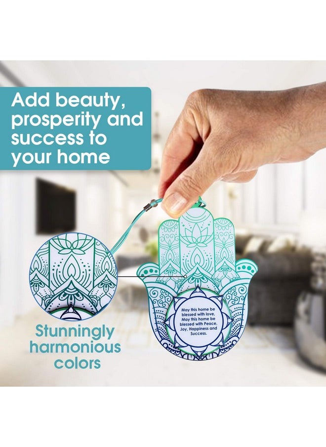 ClipGrip - Hamsa Wall Decor Evil Eye Chamsa Hand Home Blessing Blue Oriental Design Charm Amulet (English Blessing) - Image 1