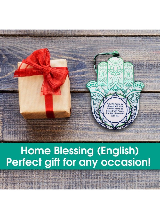 ClipGrip - Hamsa Wall Decor Evil Eye Chamsa Hand Home Blessing Blue Oriental Design Charm Amulet (English Blessing) - Image 1