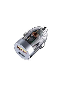 Generic 120W mini car charger USB super fast charging head Invisible transparent car charging car cigarette lighter  - Image 1