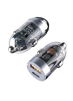 Generic 120W mini car charger USB super fast charging head Invisible transparent car charging car cigarette lighter  - Image 2
