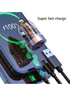 Generic 120W mini car charger USB super fast charging head Invisible transparent car charging car cigarette lighter  - Image 4