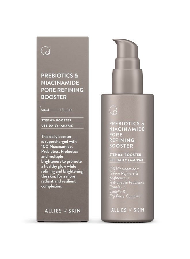 Allies of Skin Prebiotics & Niacinamide Pore Refining Booster: 10% Niacinamide, Goji Berry, Lysophosphatidic Acid. Pore Reducing Serum. Firms & Brightens. Strengthens Skin Barrier 1.7 oz / 50 ml - Image 1