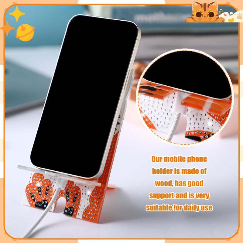 Saillong 4 Pcs Kawaii Cat Diamond Painting Cell Phone Stand DIY Full Drill Crystal Diamond Art Phone Holder Bling Painting Art Craft Kits for Beginner Adult - Image 5