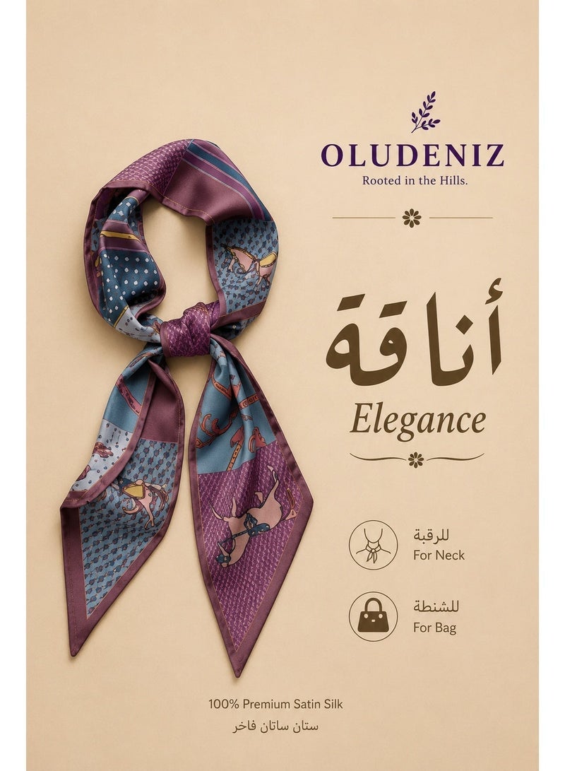 OLUDENIZ Women's Elegant Silk Scarf – Long Skinny Printed Fashion Accessory - Image 3