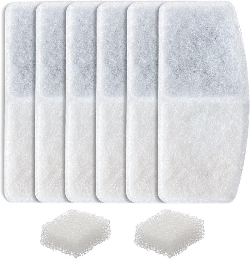 OYEEICE 6 Pack Replacement Filters and 2 Pack Replacement Filter Sponge Set for Automatic Pet Fountain, Cat Water Fountain - Image 1