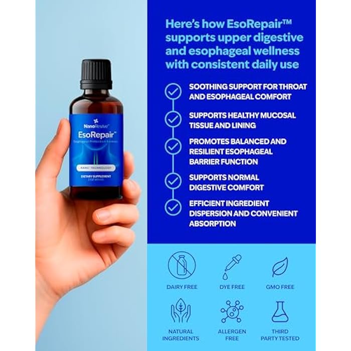 NANOREVIVE EsoRepair Nano Esophageal & Stomach Health Supplements for Men & Women - Digestive Comfort - Slippery Elm Bark, Zinc L-Carnosine & Aloe Vera Extract - Non-GMO & Dairy Free - Image 3