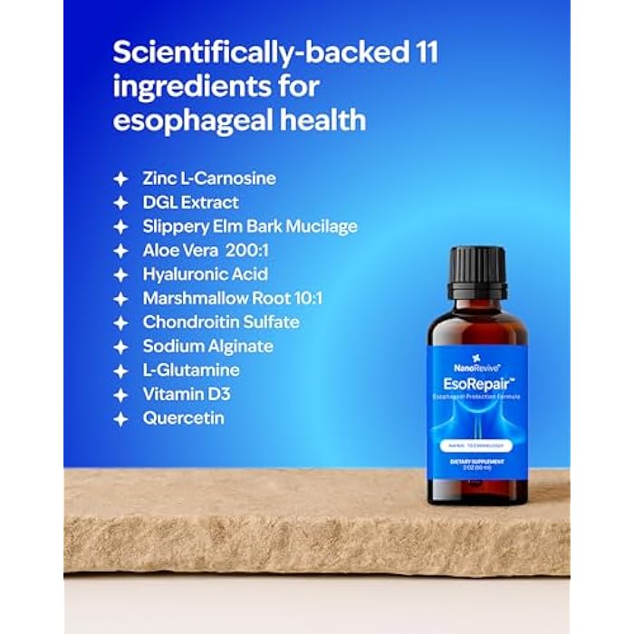NANOREVIVE EsoRepair Nano Esophageal & Stomach Health Supplements for Men & Women - Digestive Comfort - Slippery Elm Bark, Zinc L-Carnosine & Aloe Vera Extract - Non-GMO & Dairy Free - Image 4