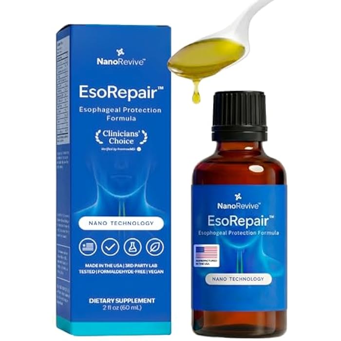 NANOREVIVE EsoRepair Nano Esophageal & Stomach Health Supplements for Men & Women - Digestive Comfort - Slippery Elm Bark, Zinc L-Carnosine & Aloe Vera Extract - Non-GMO & Dairy Free - Image 1