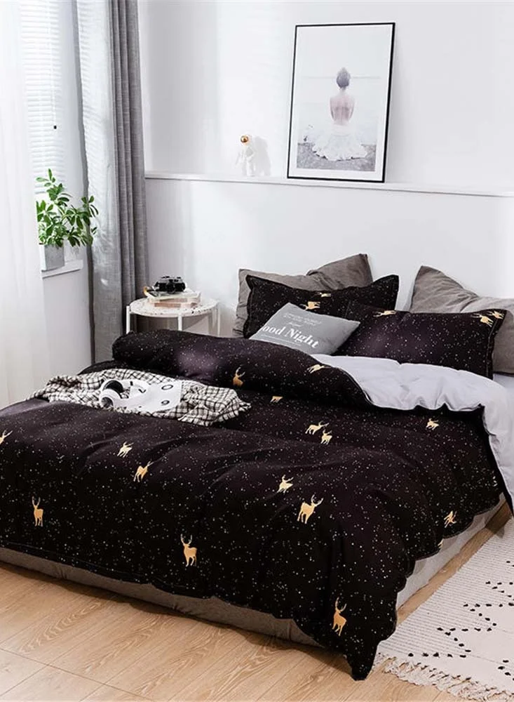 Sharpdo 4 Pieces Bed Sheet Set Luxury Cotton Microfiber Soft Quilt Set With 1 Comforter/quilt Cover, 1 Flat Sheet And 2 Pillowcases Single 2.2m(220*240cm) Bed