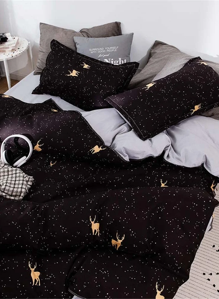 Sharpdo 4 Pieces Bed Sheet Set Luxury Cotton Microfiber Soft Quilt Set With 1 Comforter/quilt Cover, 1 Flat Sheet And 2 Pillowcases Single 2.2m(220*240cm) Bed