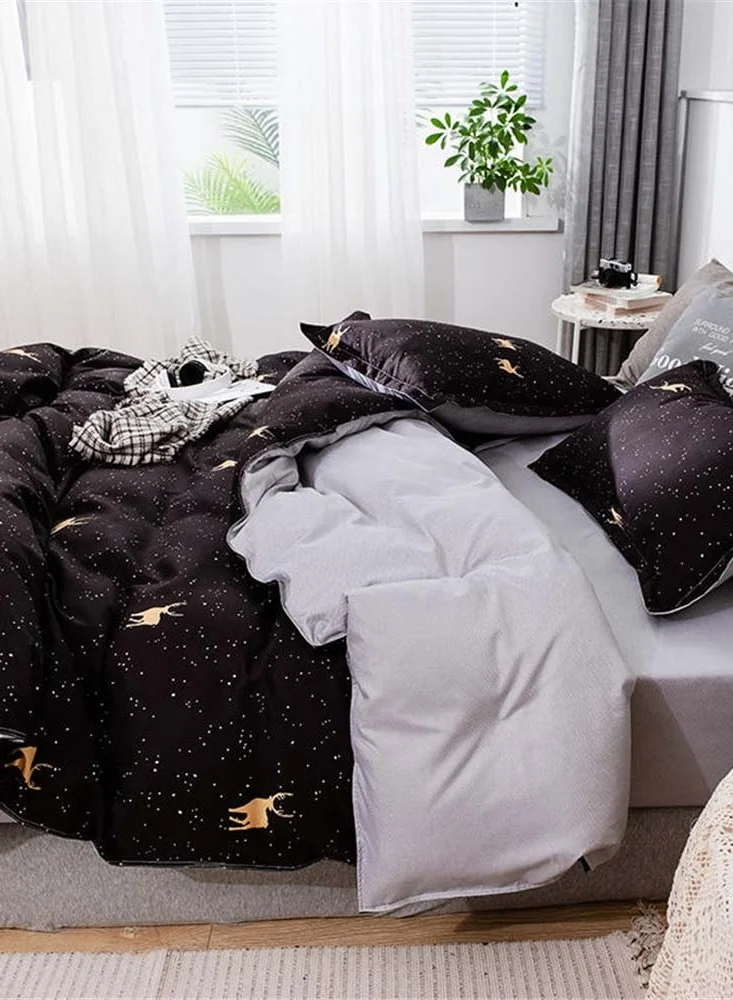 Sharpdo 4 Pieces Bed Sheet Set Luxury Cotton Microfiber Soft Quilt Set With 1 Comforter/quilt Cover, 1 Flat Sheet And 2 Pillowcases Single 2.2m(220*240cm) Bed