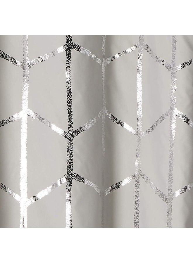 Intelligent Design Blackout Window Curtain, Light Blocking Curtains for Living Room, Thermal Insulated Window Panel with Metallic Print and Grommet Top, 50"x63", Grey/Silver, 1 Piece - Image 4