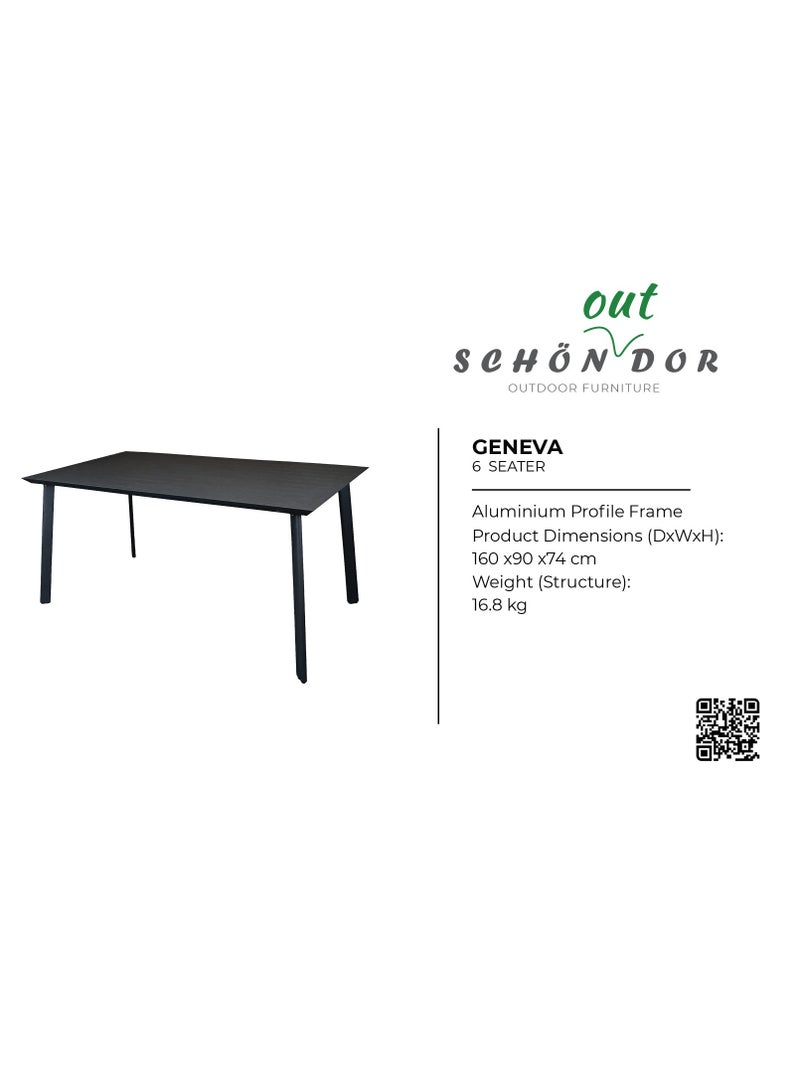 Schondor Furniture Geneva | Dining Table | 6 Seater | Outdoor Dining Table | Made in Aluminum Cast | Perfect for Any Outdoor Area | Balcony | Patio | Garden | Restaurants - Image 3