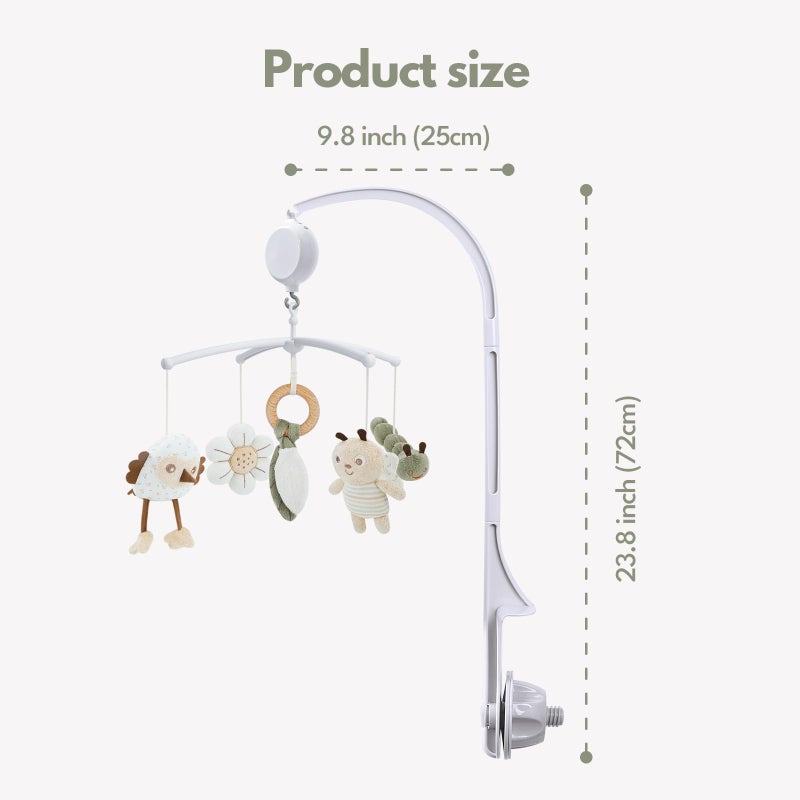 COTTONBEBE Crib Mobile 35 Lullaby Music, Cotton Baby Mobiles for Cribs & Pack N Play, Easy to Install, Stuffed Animals Hanging Toys Newborn Boys & Girls, Caterpillar - Image 4