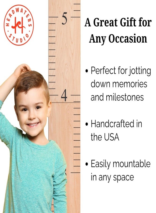 Headwaters Studio Growth Chart Art | Wooden Wall Growth Chart Ruler for Kids, Girls + Boys | Measuring Kids Height Wall Décor | Naked Birch/Black Lettering ?Love Grows Here? - Image 2
