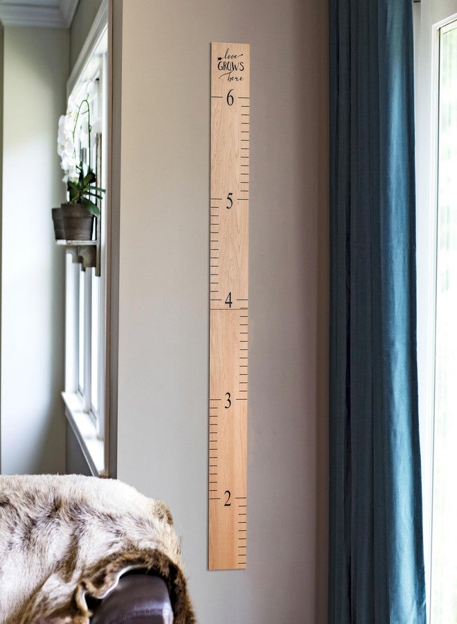 Headwaters Studio Growth Chart Art | Wooden Wall Growth Chart Ruler for Kids, Girls + Boys | Measuring Kids Height Wall Décor | Naked Birch/Black Lettering ?Love Grows Here? - Image 3