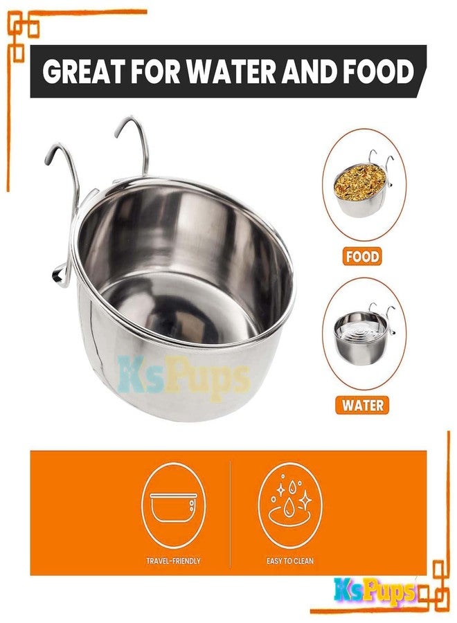 RoverPets Bird Pet Bowl Stainless Steel Hanging Food Water Bowls Bird Cage Feeder for Birds, Parrots (250 ML) (Pack of - 1) - Image 3