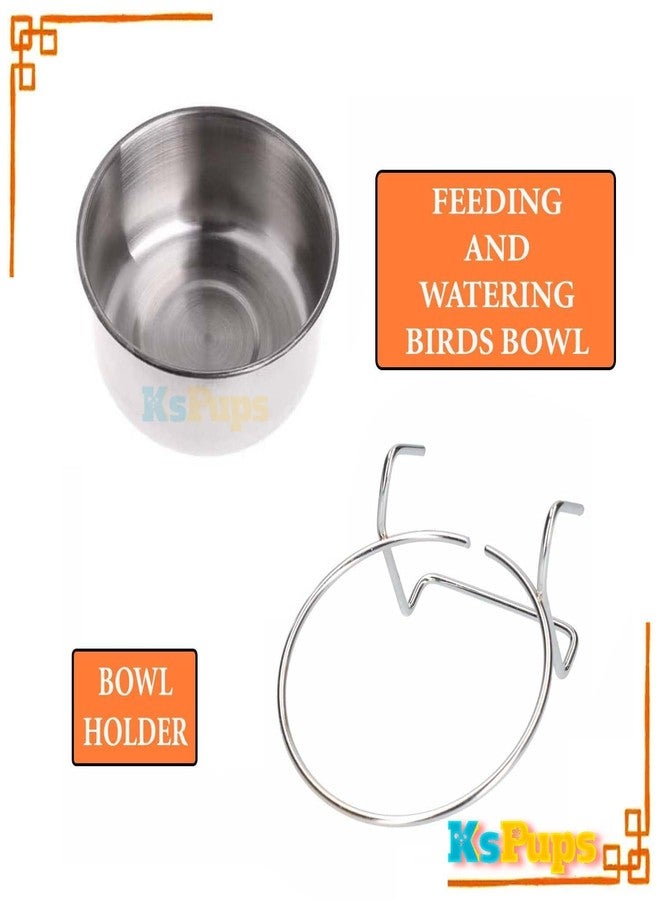RoverPets Bird Pet Bowl Stainless Steel Hanging Food Water Bowls Bird Cage Feeder for Birds, Parrots (250 ML) (Pack of - 1) - Image 4