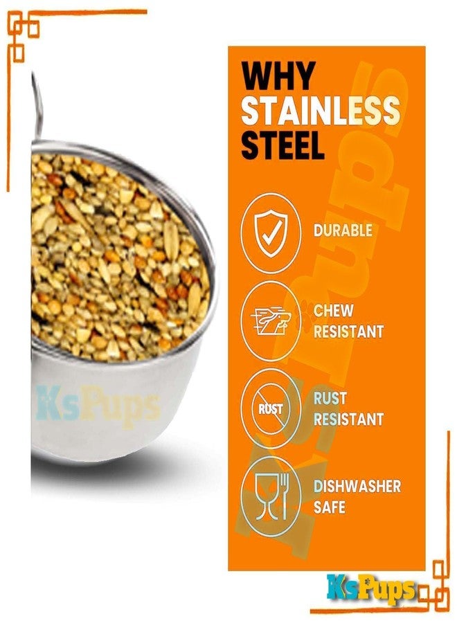 RoverPets Bird Pet Bowl Stainless Steel Hanging Food Water Bowls Bird Cage Feeder for Birds, Parrots (250 ML) (Pack of - 1) - Image 5