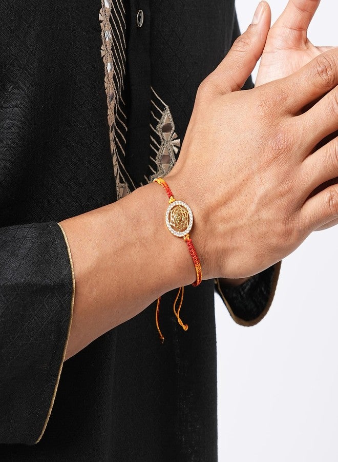 MINUTIAE Mens Rakhi Gift For Brother With Gold Plated Om | Religious & Designer Rakhi Bracelet For Raksha Bandhan/Rakshabandhan | Promotes Positive Energy On Chanting - Image 2