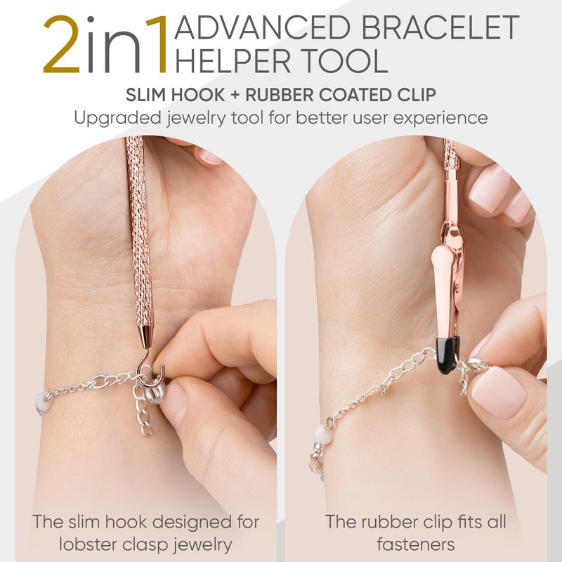 Mission Gallery Bracelet Helper Tool with Hook - Fastener Helper Tool for Bracelet, Necklace, Jewelry, Watch - Clip, Clasp Helper - Portable, Easy-to-Use, Made of Metal - Rose - Image 3